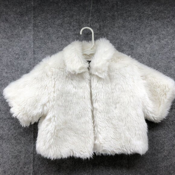 Kenneth Cole Reaction Girls 6X Faux Fur White Shrug Short Sleeve Jacket Formal - Picture 1 of 7